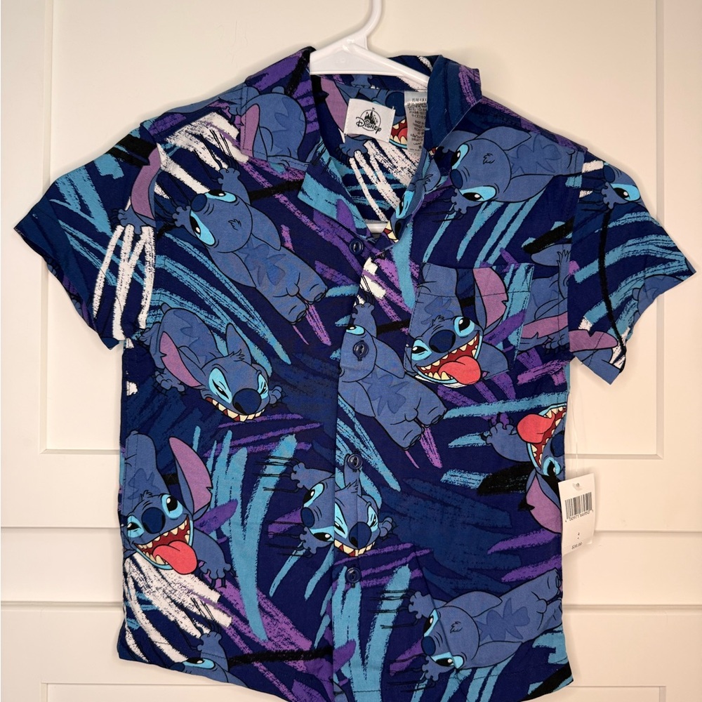 NEW Disney Blue and Purple Stitch Boys Shirt